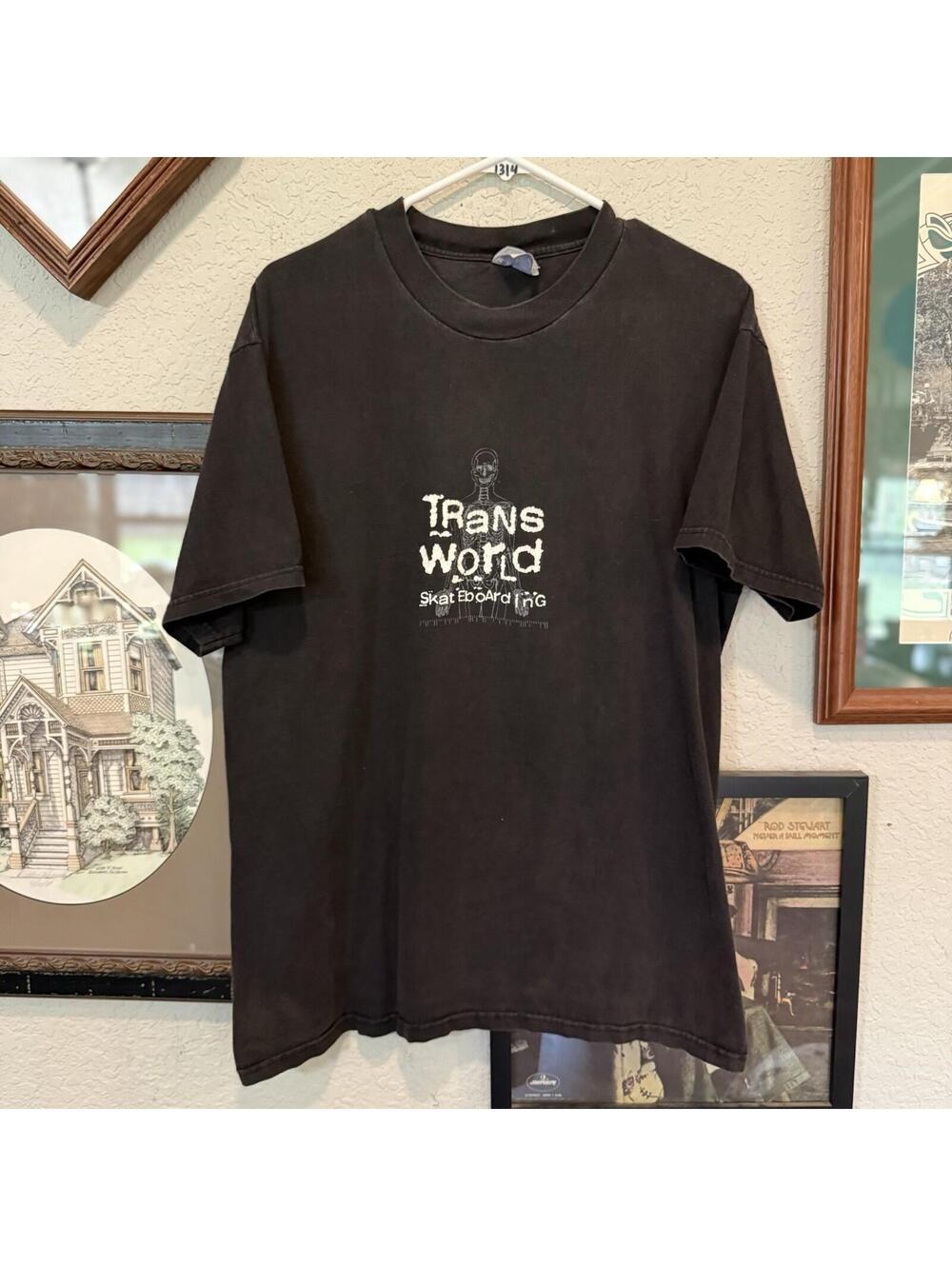 Vintage 90s RARE Transworld Skateboarding Magazine Promo Black Shirt Size Large